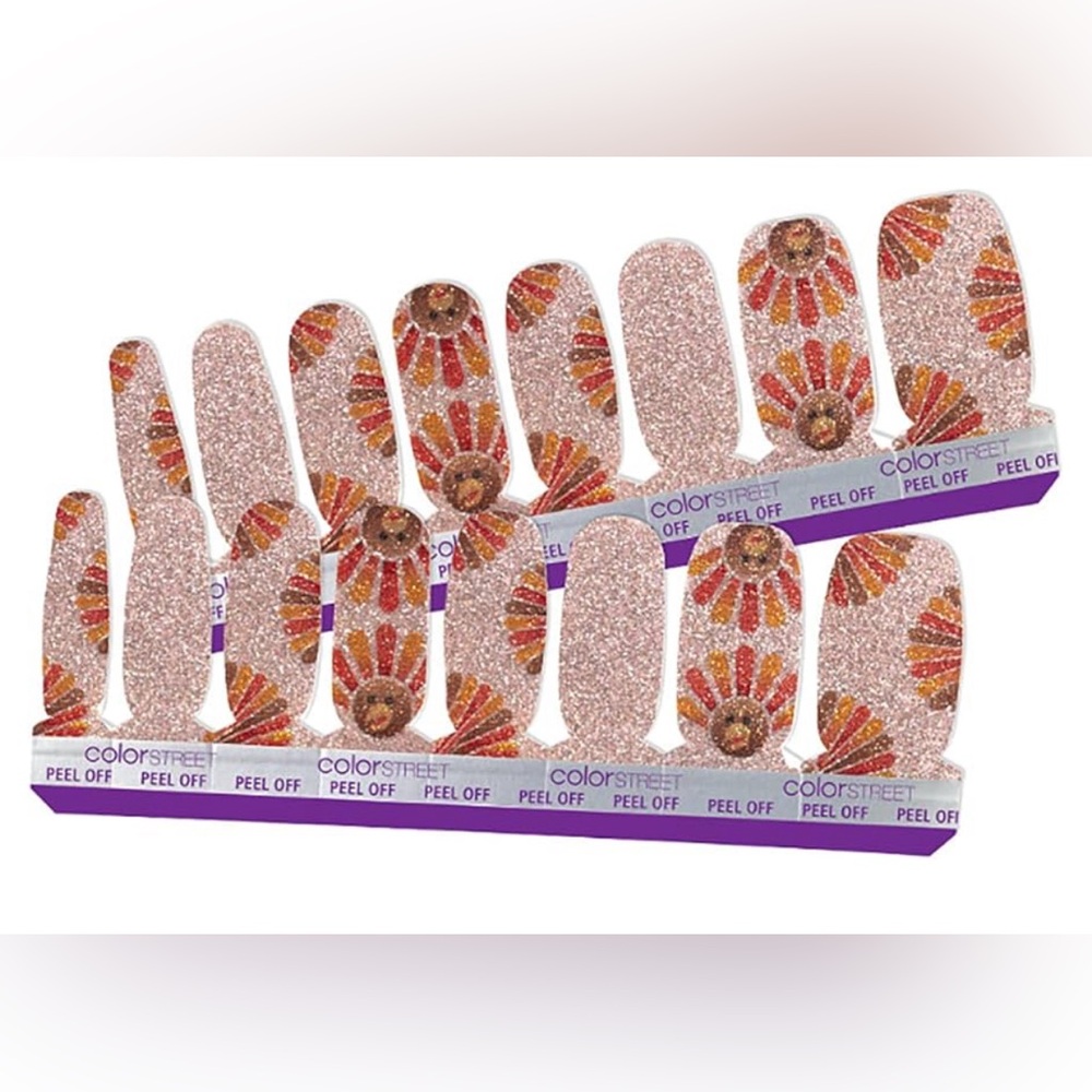 *Retired* Color Street: Talk Turkey | Thanksgiving Gold Metallic Feather Sparkle - Picture 11 of 11